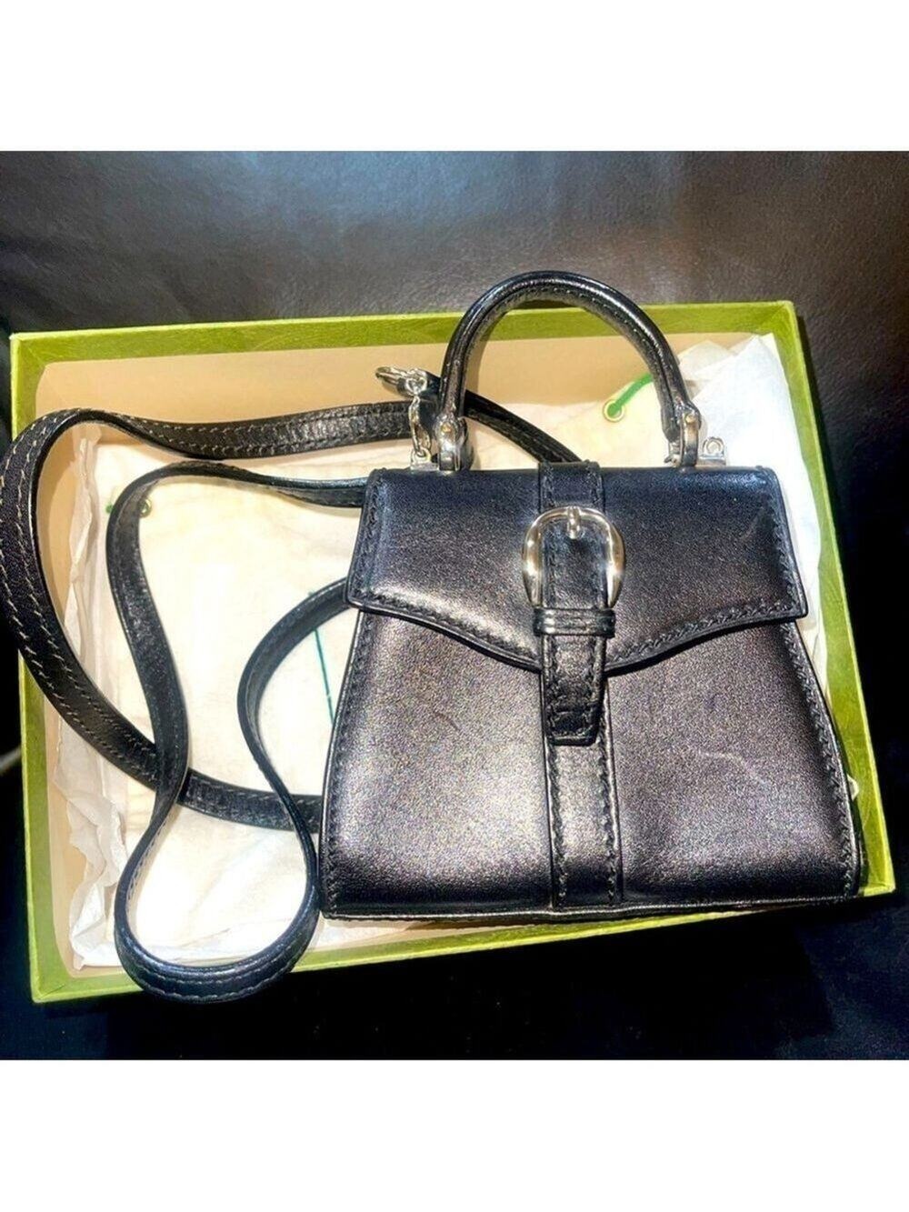 Gucci Vintage Leather Mini Shoulder Bag early 1990’s in box, COA
